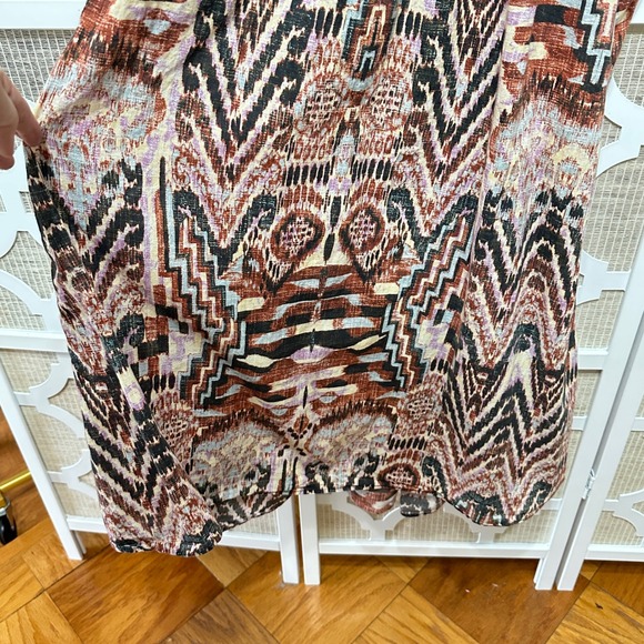 Maria Cher Junin Naibi Midi Dress Womens Size S Boho Batik Puff Sleeve Tribal - Picture 8 of 16